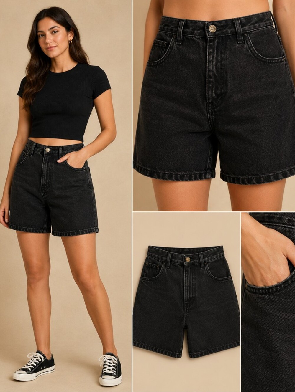 🫛Vintage Rio black denim shorts in size 3